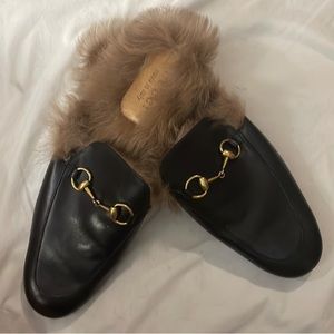 Gucci Princeton fur-lined Horsebit slippers loafers